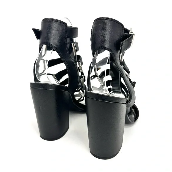 Gianni Bini Gladiator Heels Strappy Sandals Black Leather Women's - Picture 10 of 13